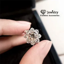 CC Rings for Women Fashion Jewelry Sun Flower Design Silver Color White Zirconia Marriage Wedding Charm Accessories CC1681