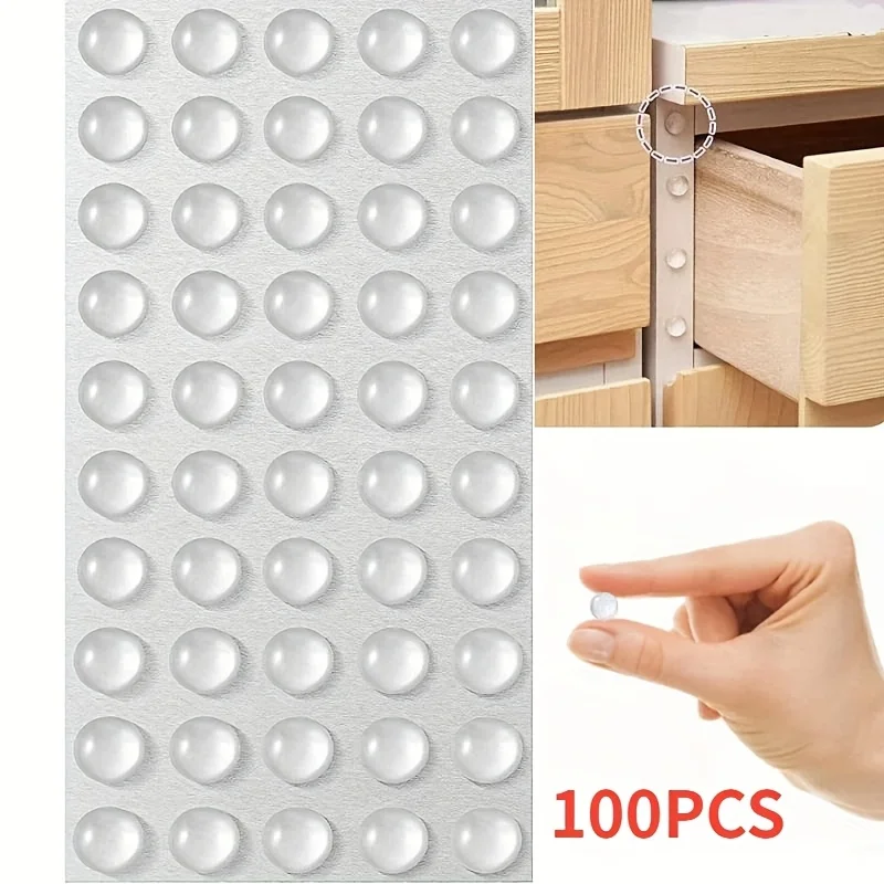 50/100 Self-Adhesive Rubber Bumpers - Silicone Furniture Pads, Door, Cabinet, and Drawer Bumper Protectors, No Power Required