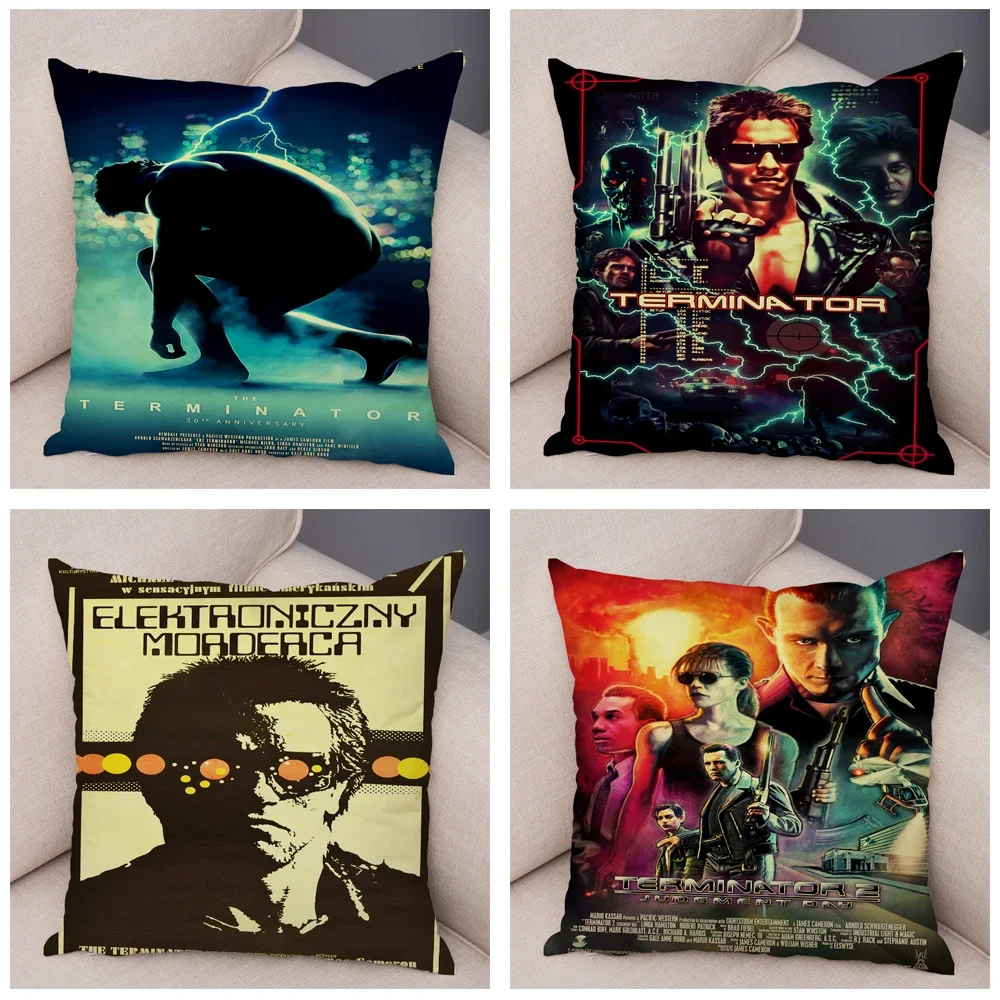 The Terminator T-800 Cushion Cover Decor Classic Movie Robot Warrior Pillowcase Soft Plush Pillow Case for Sofa Home Car 45x45cm