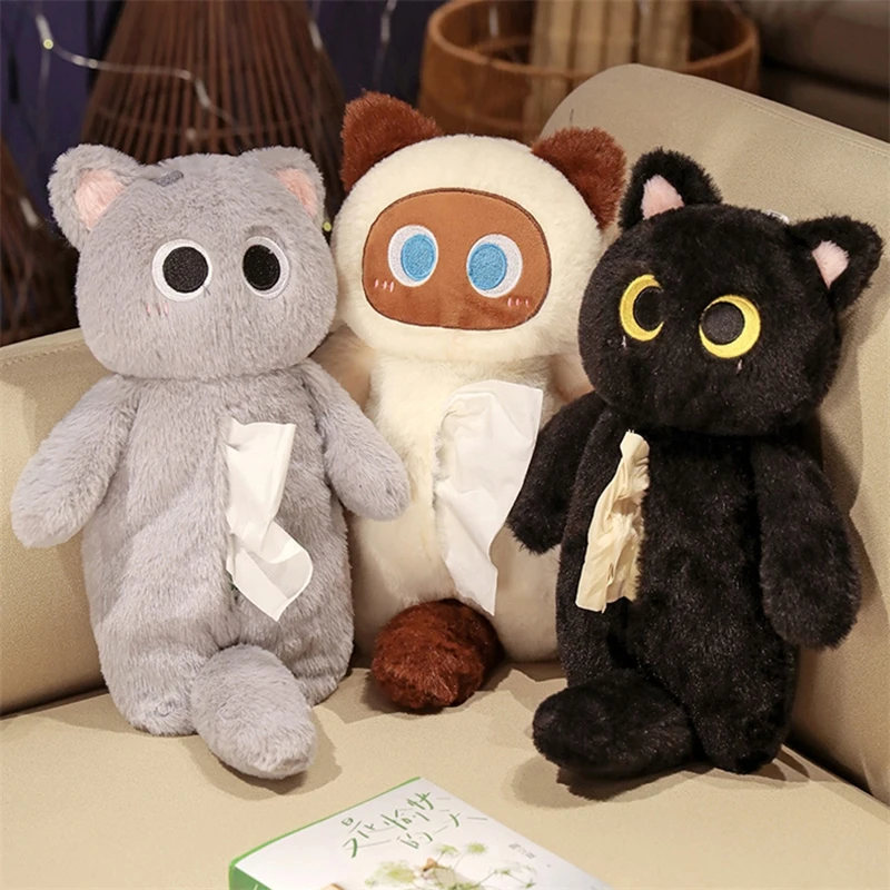 Siamese Cat Plush Pencil Case Stuffed Animal Pen Storage Bag Stationery Bag Large Capacity Cartoon Doll Cat Pencil Bag Student