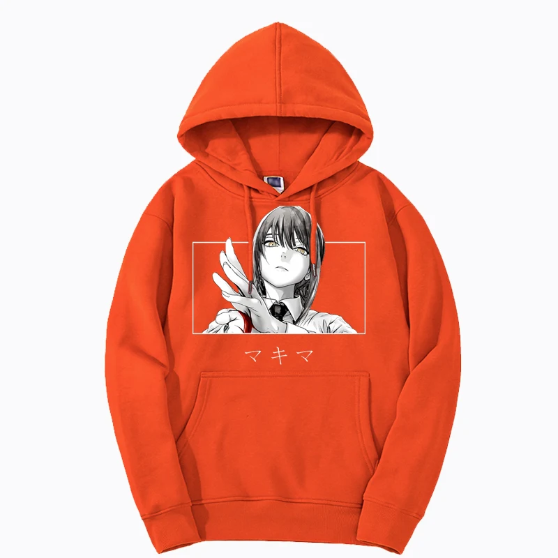 Anime Hoodies Chainsaw Man Makima Graphic Print Sweatshirts Harajuku Hip Hop Top Man Fashion Casual Tracksuit Women Sportswear