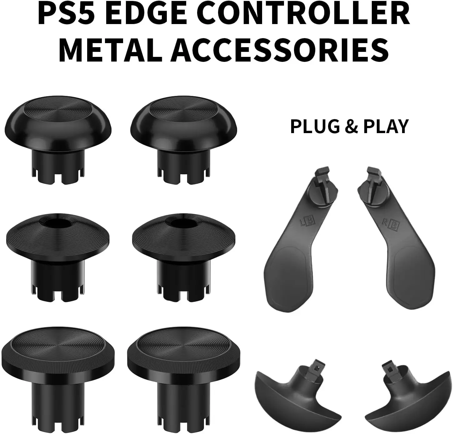 Thumbsticks de Metal para PS5 Edge Controller, botones de disparo de 4 paletas traseras, reemplazo para PS5 Dualsense Controller, 14 en 1 Acc