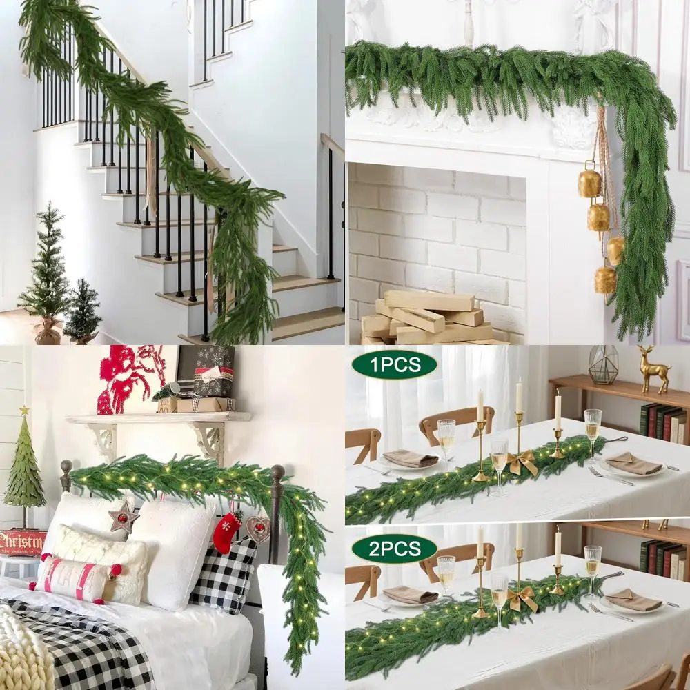 

Реалистичные сосновые гирлянды Norfolk длиной 6 футов — 4 шт., искусственная зелень премиум-класса для рождественского и новогоднего декора