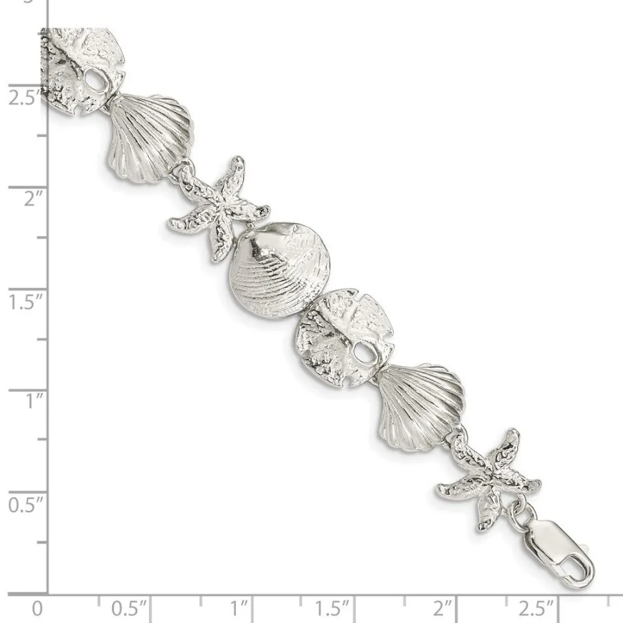 Pulsera de conchas marinas de plata de ley
