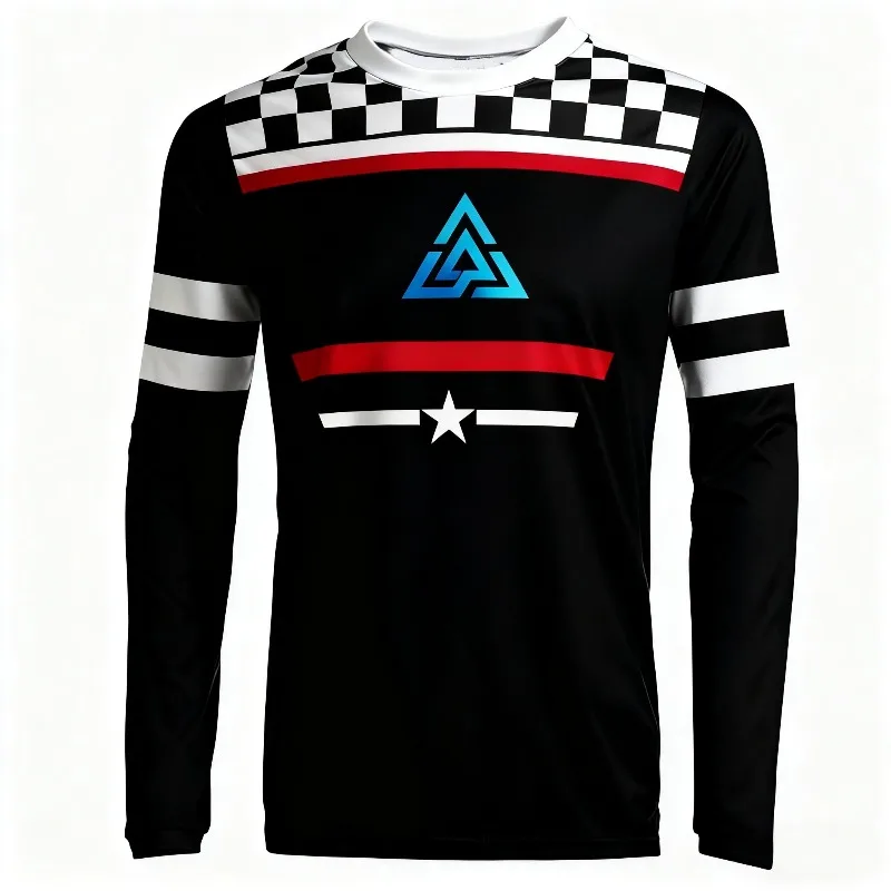 

Off-road Motorcycle, Mountain Bike, Fashionable Men's Printed T-shirt, Sports Breathable Quick-drying Casual Long Sleeve