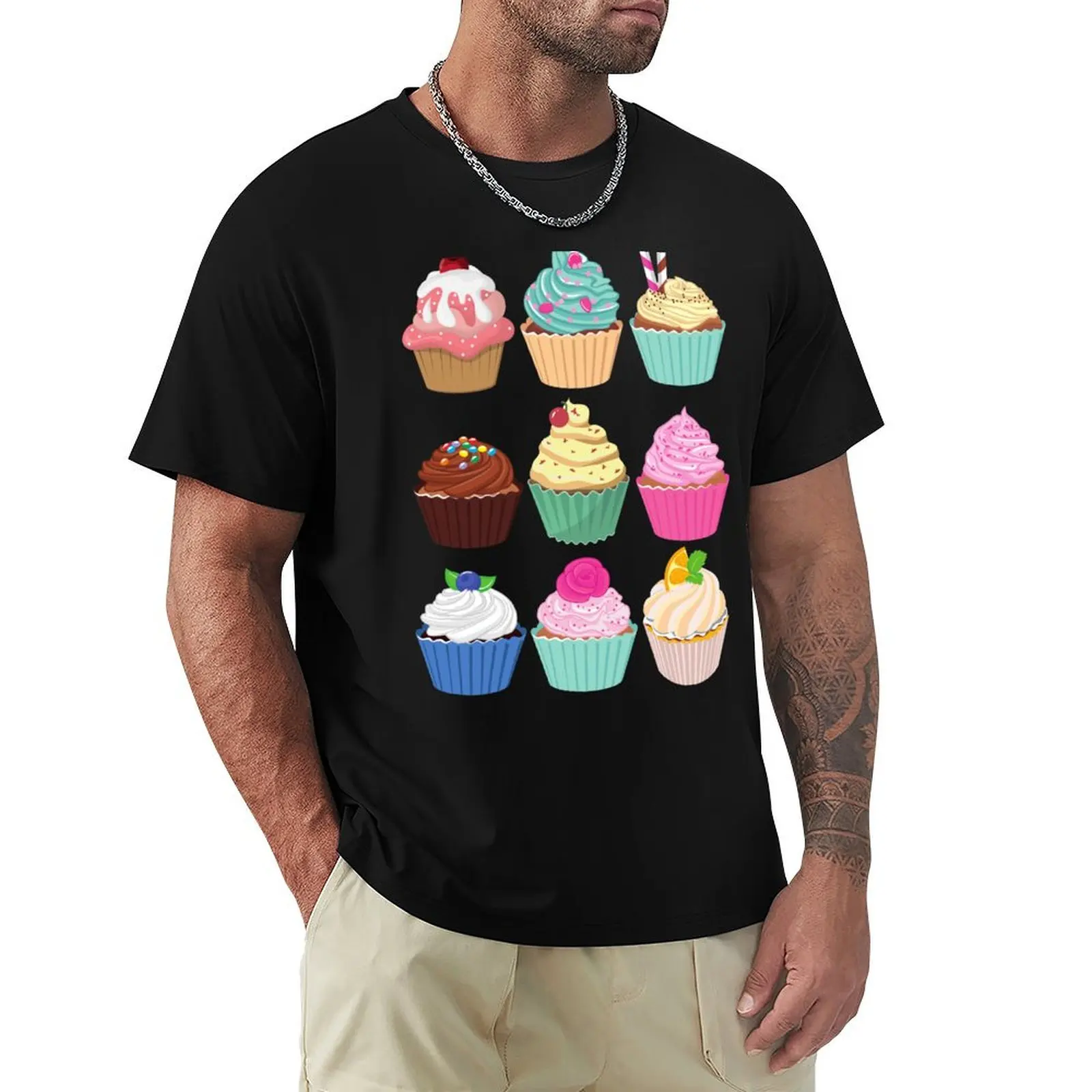 Fun Stamp21 Cupcakes T-Shirt Casual Loose Fit Summer Tee Shirt