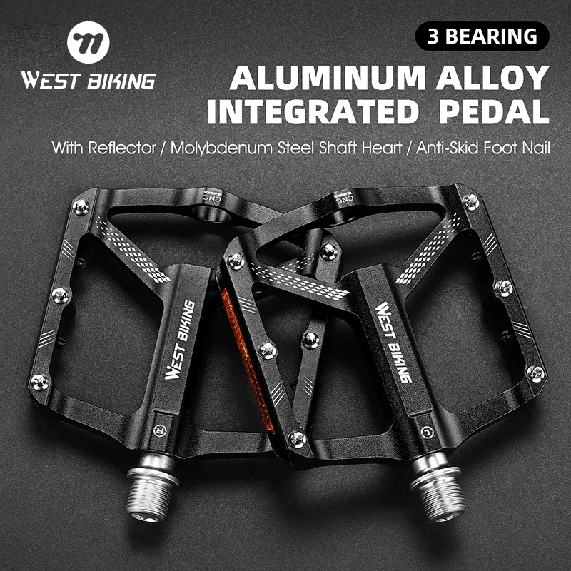 

Bike Pedals CNC Aluminum Alloy Anti-slip MTB Road Flat Platform Pedals Reflective 3 Bearing Cycling Pedals Bike Accessories