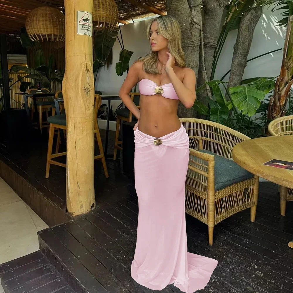 

3 Pieces Bikini Set Push Up Bikini 2025 Sexy Women Swimsuit Shiny Skirt Female Swimwear Print Bathing Suit Beachwear Cover Ups