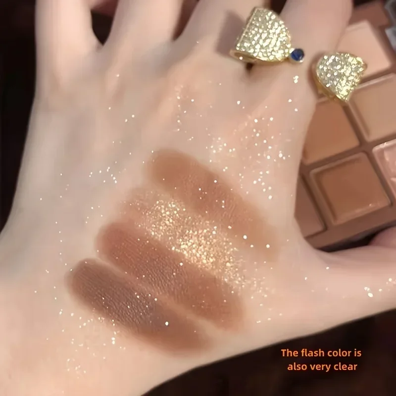 Chocolate Eyeshadow Palette 9 Colors Pearlescent Matte Glitter/Shimmer Comprehensive Eye Makeup for Creating Various Eye Looks image 5