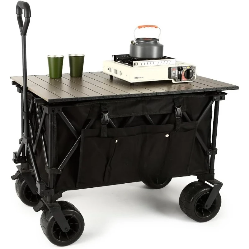 

Collasible Wagon, Large Capacity 400Lbs, All-Terrain Wheels Heavy Duty Utility Wagon for Gardening Shopping Fishing C