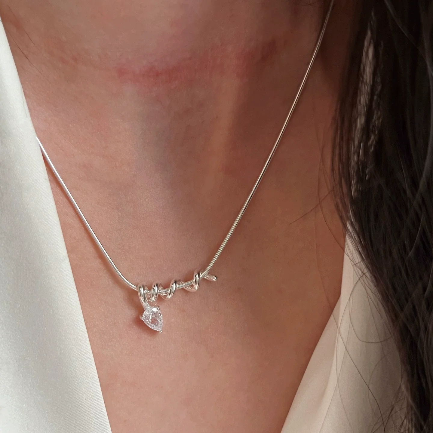 Women's 925 Sterling Silver Line Necklace