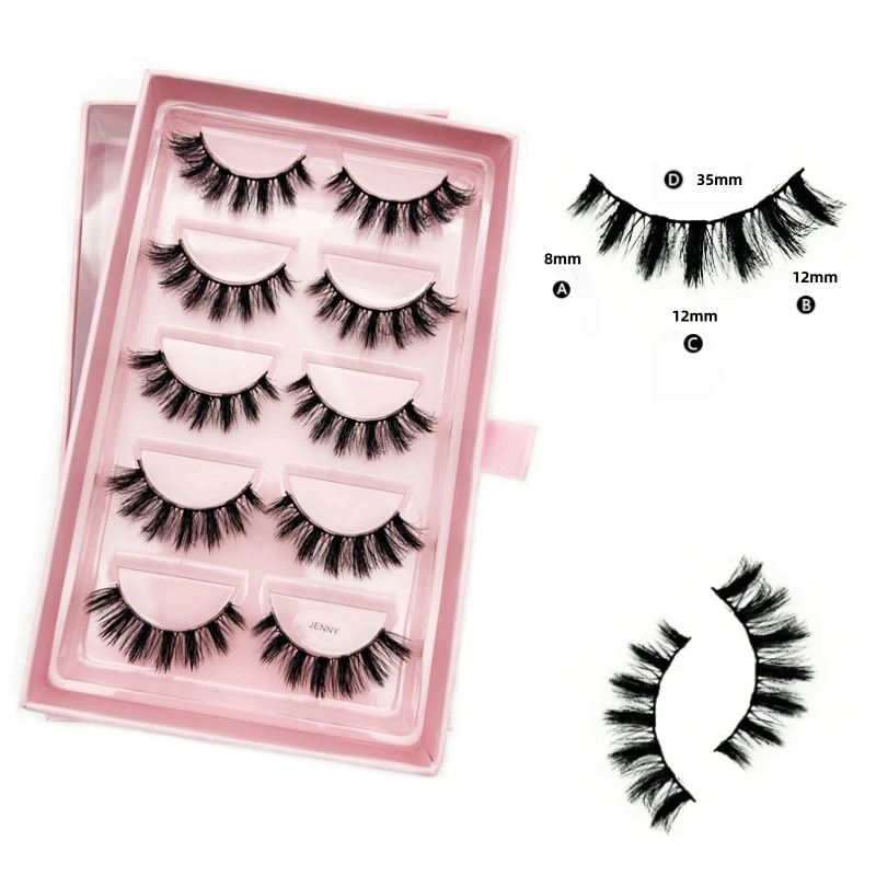 5 Pairs Multi-layer flexible natural slim light weight Hand-made Chemical fiber cat eye fox false eyelashes with personlized