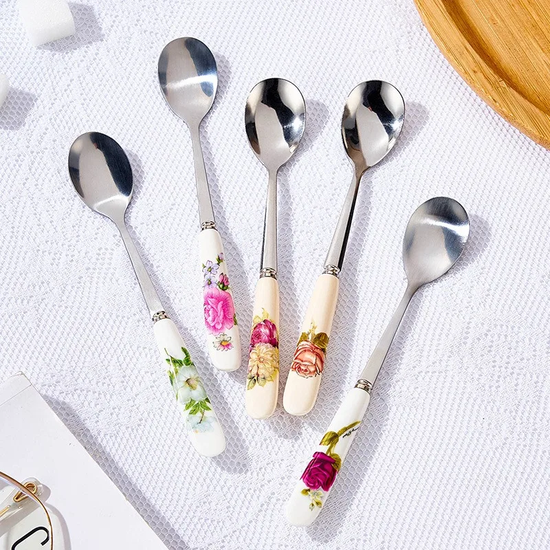 Ceramic 304 Stainless Stell Coffee Spoon