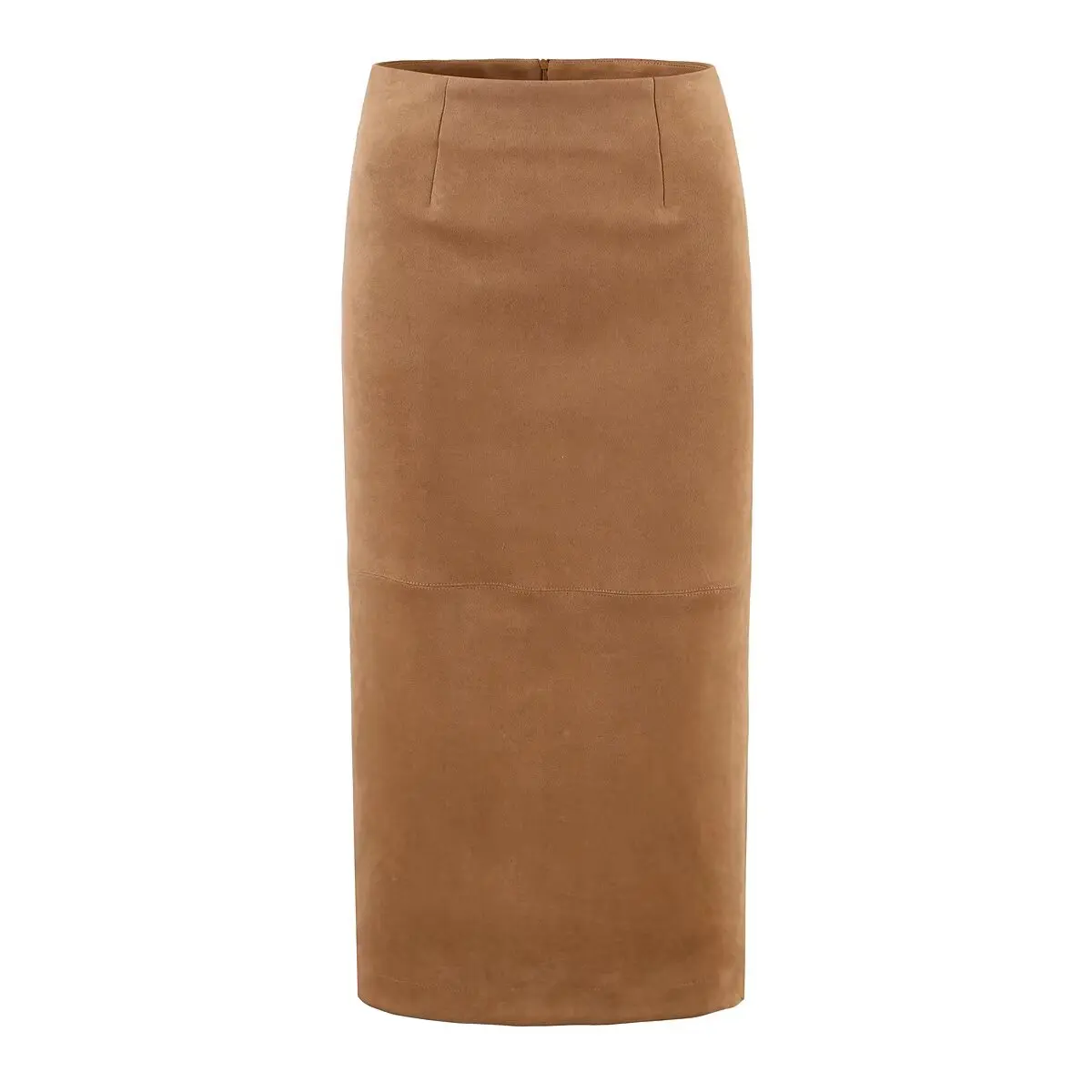 جديد الخريف الشتاء عالية الخصر الجلد المدبوغ تنّورة مجسّمة للنساء ميدي العجل ميدي حزمة طويلة الوركين عودة الشق التنانير الكاكي القهوة #5