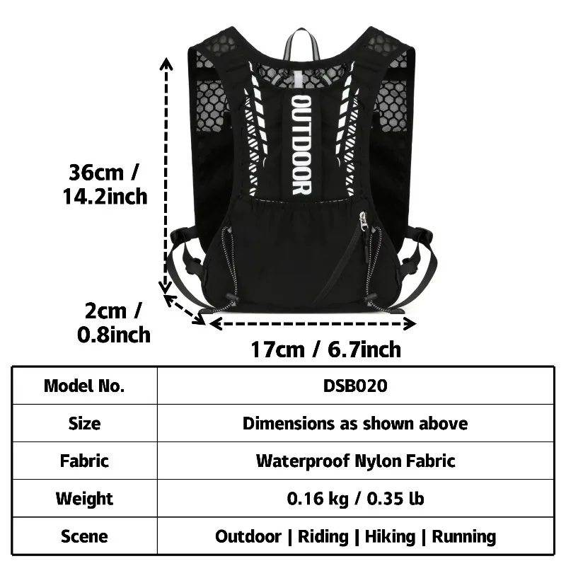 Lightweight Breathable Waterproof Hydrating Backpack Vest Fashion Off-Road Running Outdoor Cycling Bike Bag Box