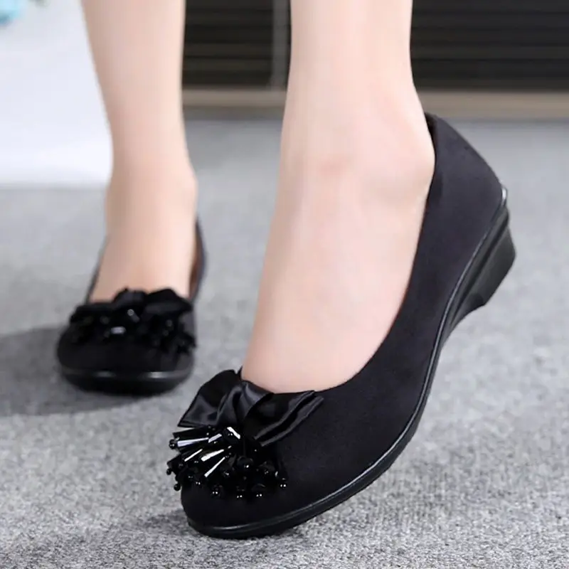 Round Toe Woman Pumps Wedge Heel Blue Shoes for Women 2025 Trend on Sale Summer Chic and Elegant Wholesale Quick Delivery Shoe