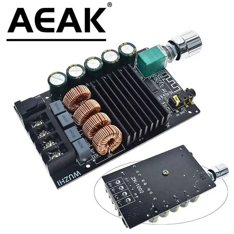 AEAK ZK-1002 HIFI 100WX2 TPA3116 Bluetooth 5.0 High Power Digital Amplifier Stereo Board AMP Amplificador Home Theater