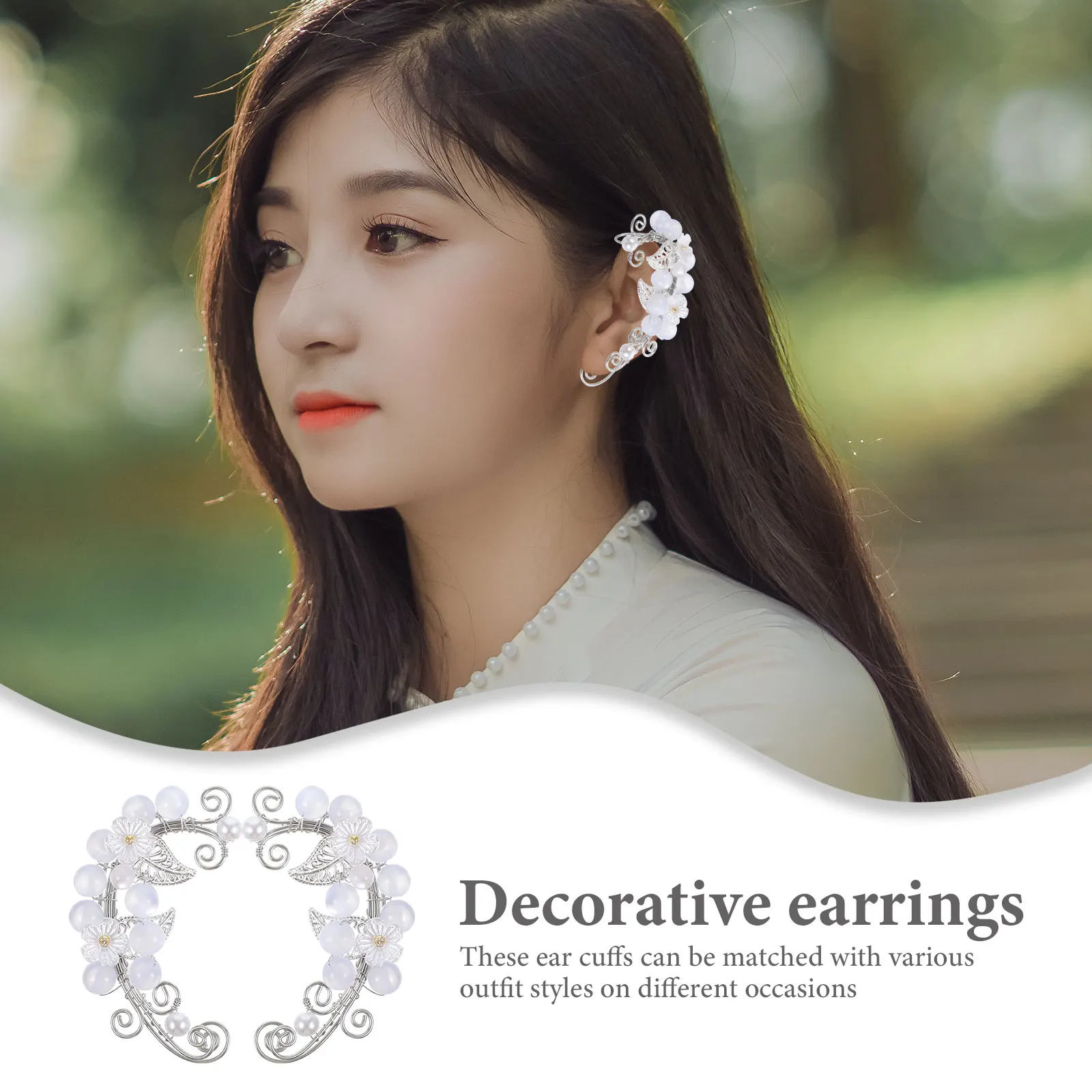 

2Pcs Stylish Red Pavilion Ear Clips Decorative Earrings for Women Non Piercing Dainty Ear Fashionable Jewelry