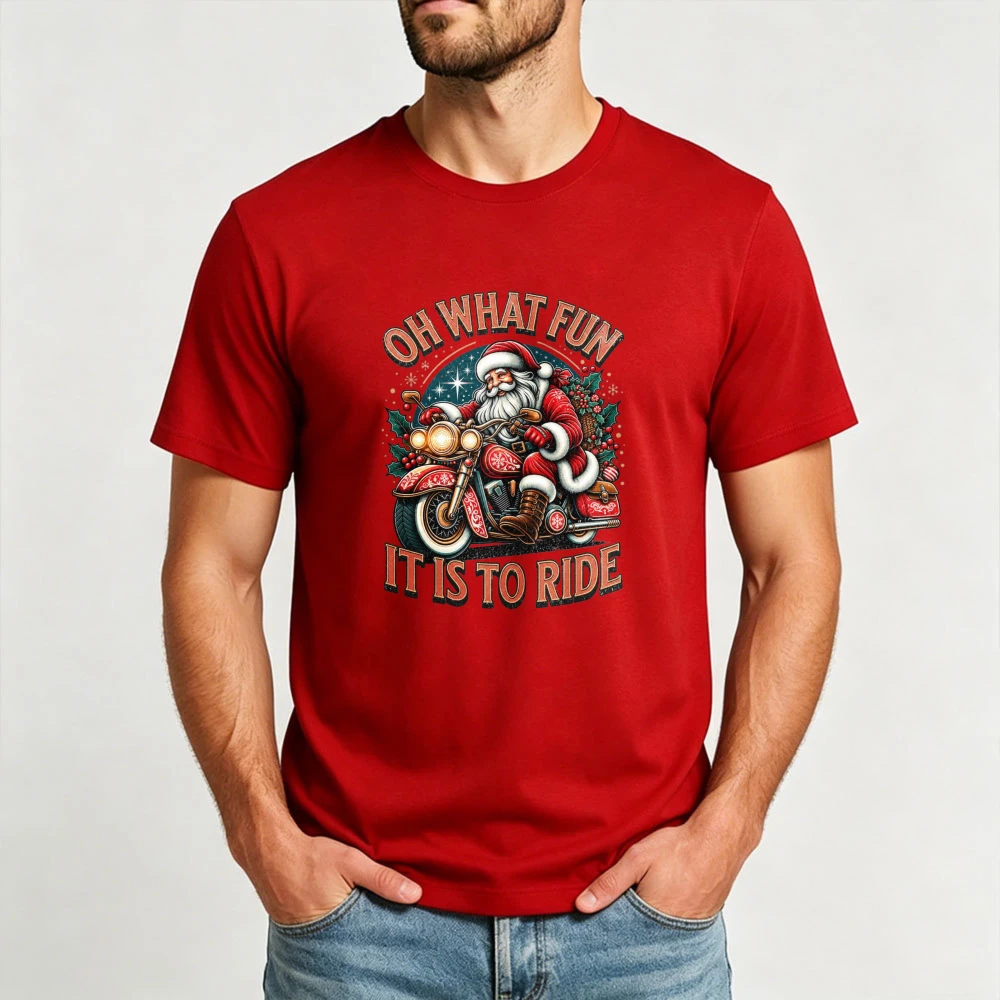 Santa Fun Ride Squad Shirt Holly Bike Friends Graphic Tee Cute Matching Group Top Santa Fun Ride Family Gift Matching Cotton Tee