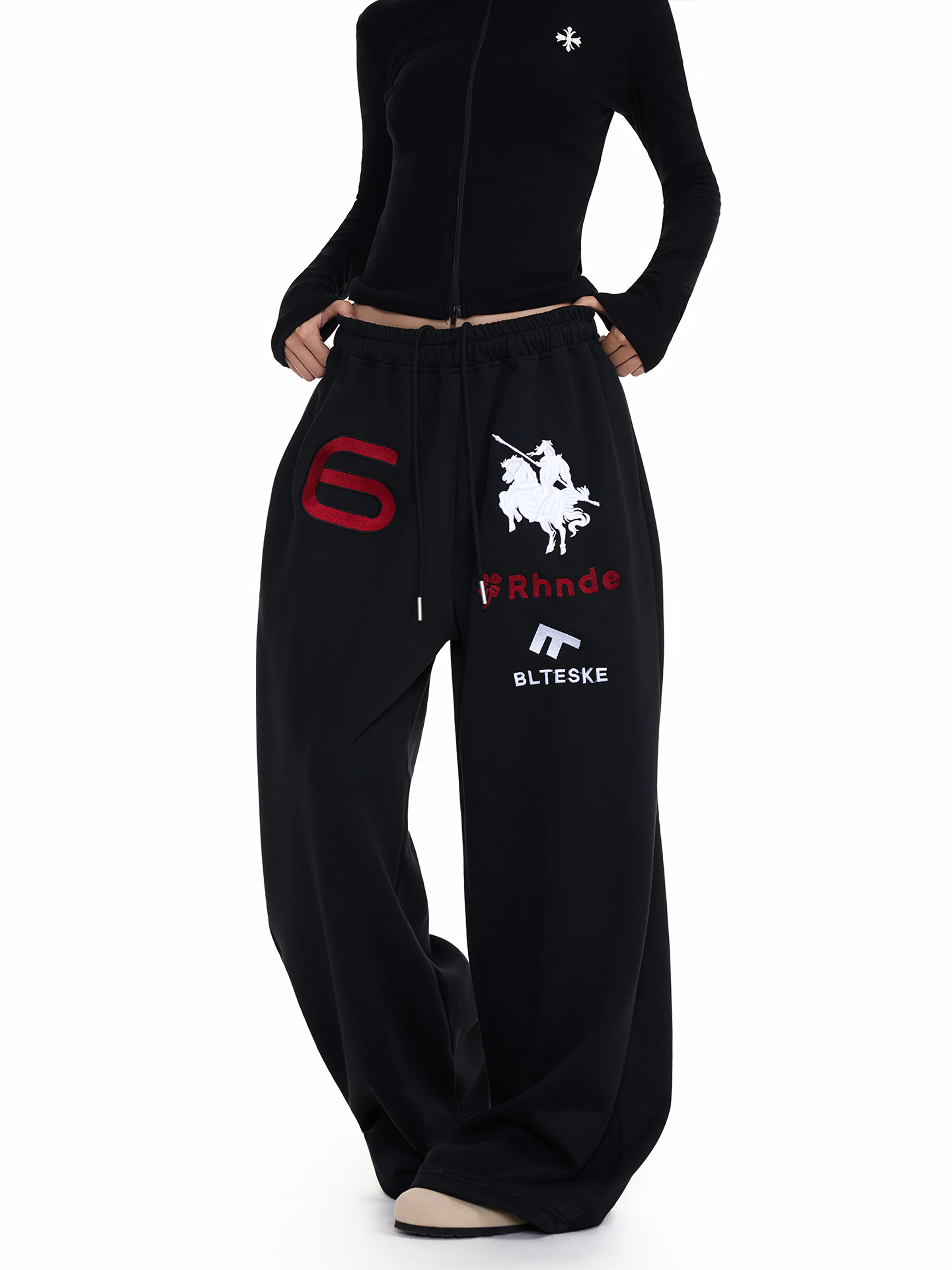 American High Street Angel Warhorse Print Elastic Waist Sweatpants Men's Loose Casual Baggy Versatile Sports Long Trousers