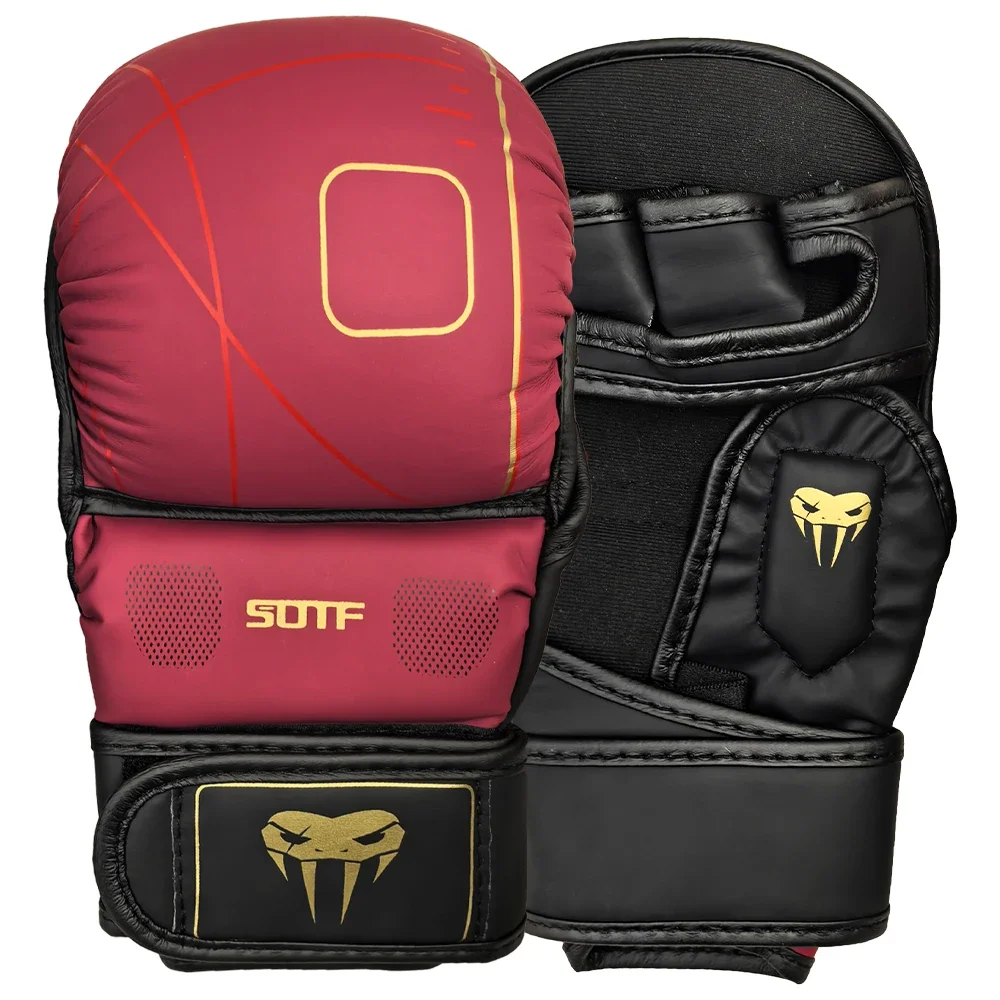 

Профессиональные тренировочные перчатки для ММА и бокса, кожаные, с полупальцами, с защитой костяшек для санда и работы с мешком