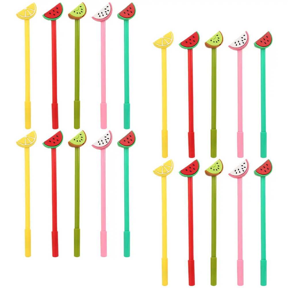 

20 шт. гелевых ручек в форме фруктов, эргономичные ручки для плавного письма, для студентов, детей, в качестве призов и подарков, мультяшные канцелярские товары, школьные принадлежности