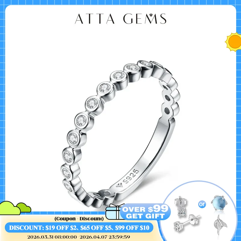 

ATTAGEMS D VVS1 Color Moissanite Ring for Women Man Real 925 Sterling Silver Diamond Test Pass Engagement Wedding Band Jewelry