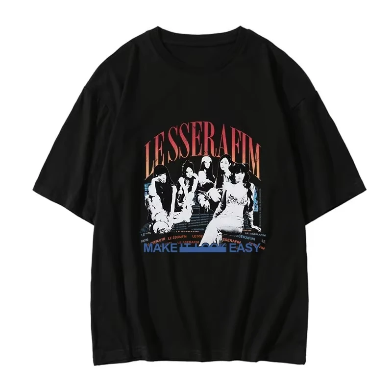 

Летняя футболка LESSERAFIM Waki Good Gold Source Singing Meeting Palace с мужской и женской футболкой с короткими рукавами - летняя одежда с подкладкой