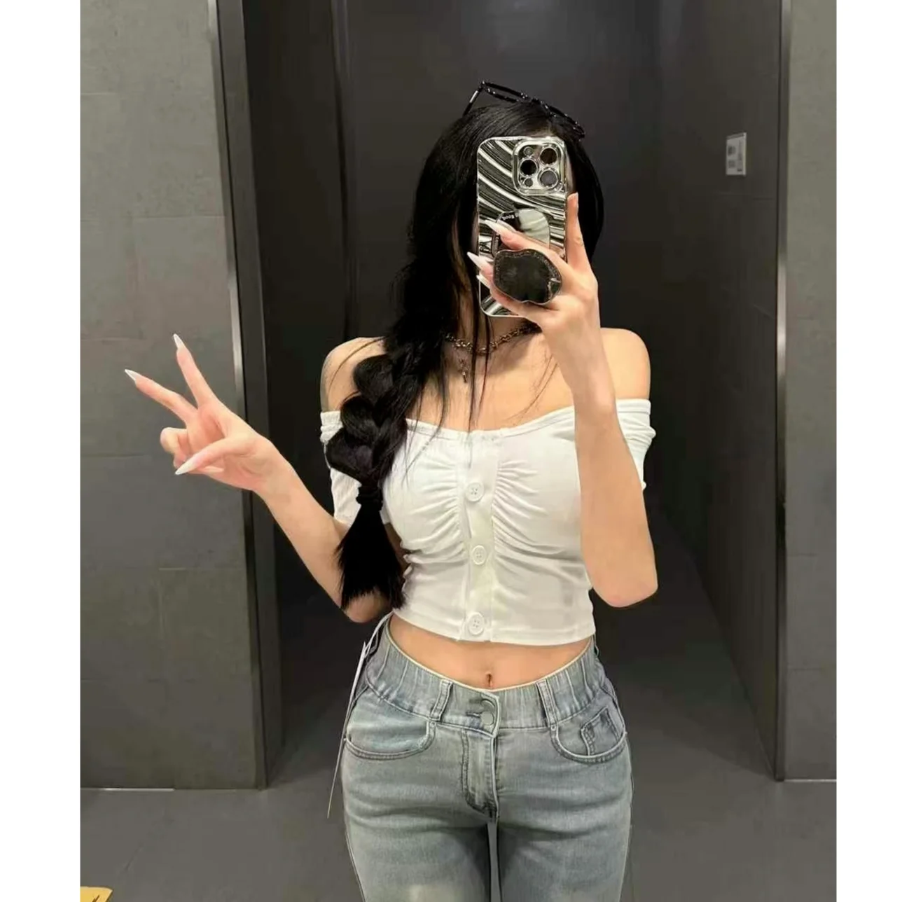 

Футболка Slim Fit ort Sve, женская футболка с базовым слоем, сексуальная модная, на пуговицах, повседневная, из тонкого полиэстера, лето 2025 Sle