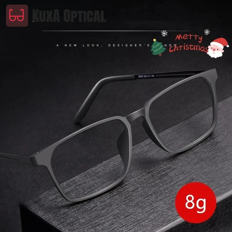 

KUXA Ultra-light Flexible TR90 Pure Titanium Eyewear Big Face Fashion Optical Prescription Eyeglasses Frame Men And Women