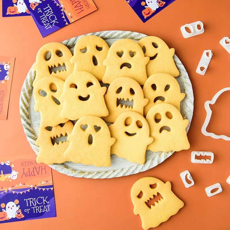 

9Pcs/Set Halloween Ghost Cookie Cutter Cartoon Cute Ghost Expression Fondant Frosting Biscuit Molds Cake Decoration Baking Tools