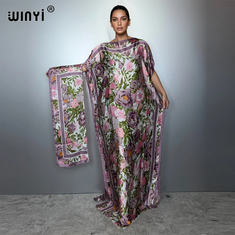 

WINYI muslim african fashion dress for woman abaya dubai luxury Kaftan evening dress Elegant Maxi Length Dress beach covers