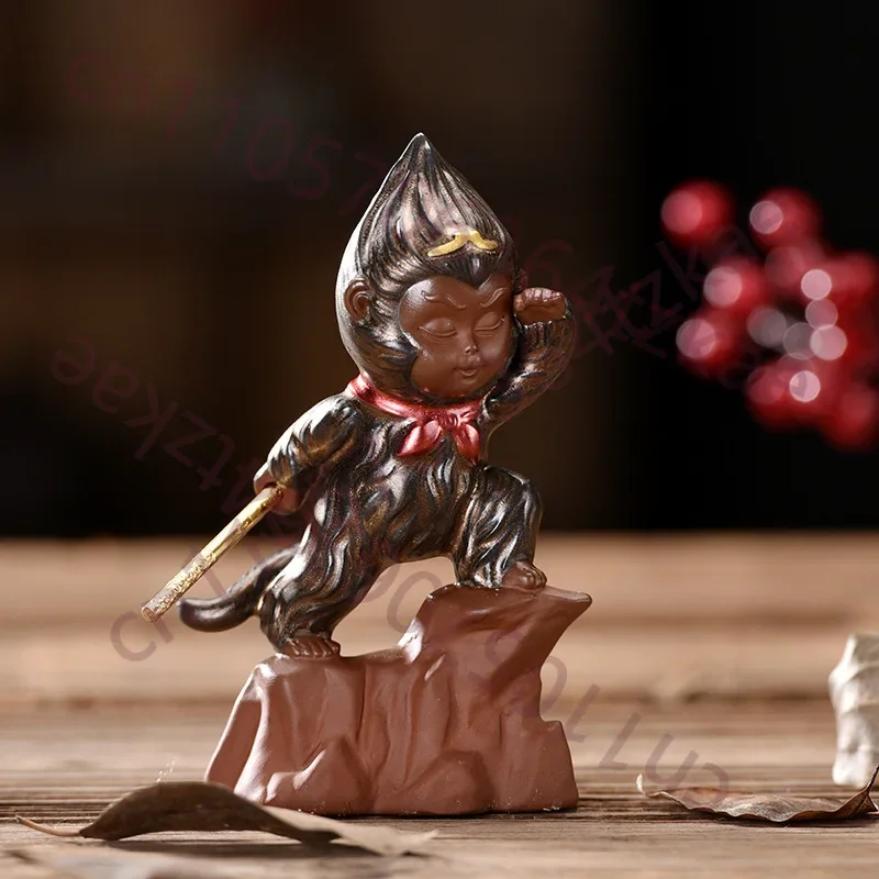 Ceramic Sun Wukong Statue, Monkey King Model, Cute Home Desktop, Tea Set Decoration, Car Crafts, Crafts