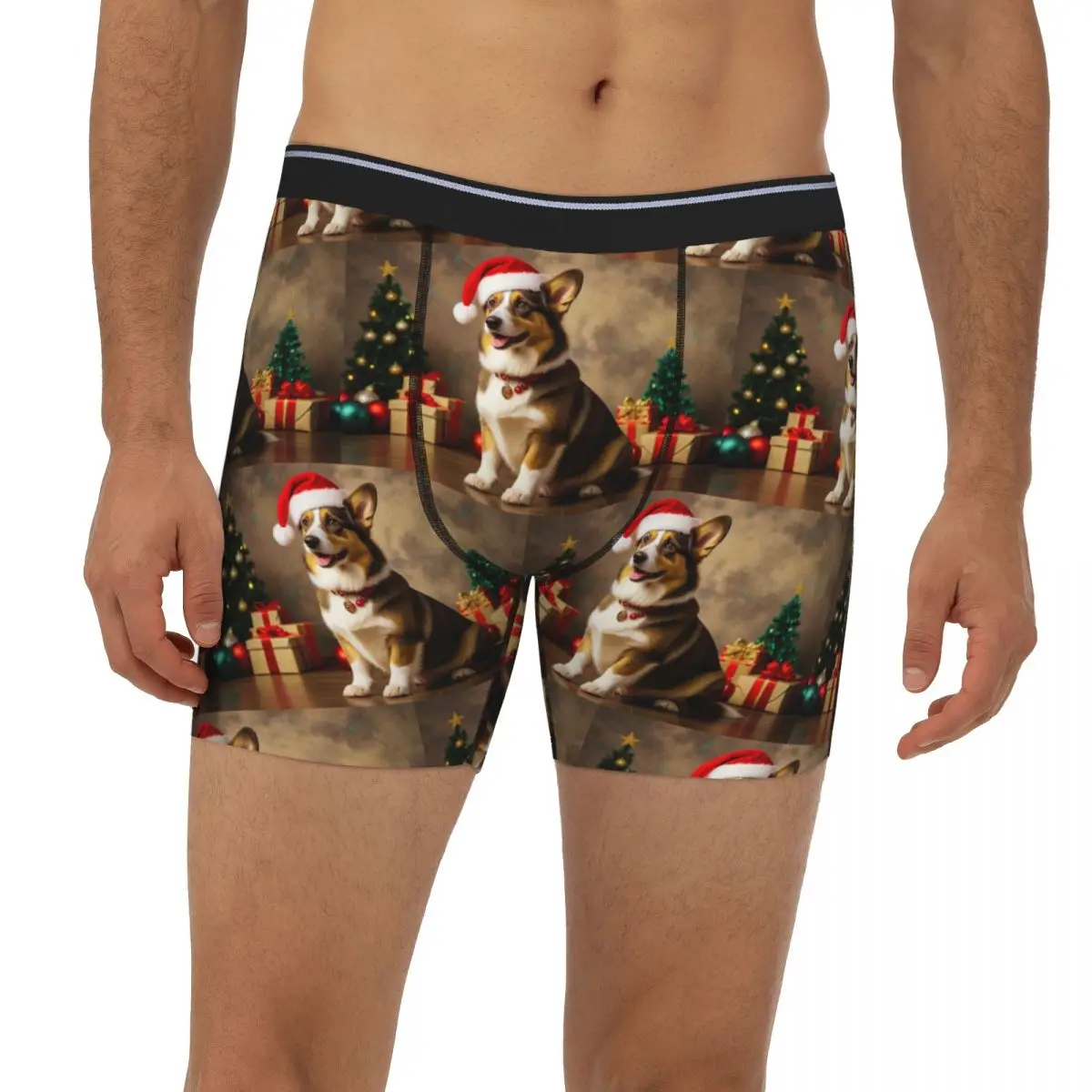 

Кардиган, вельш-корги, собака, рождественские длинные трусы-боксеры, короткие мужские трусы, мягкое нижнее белье для мужчин, подарок бойфренду