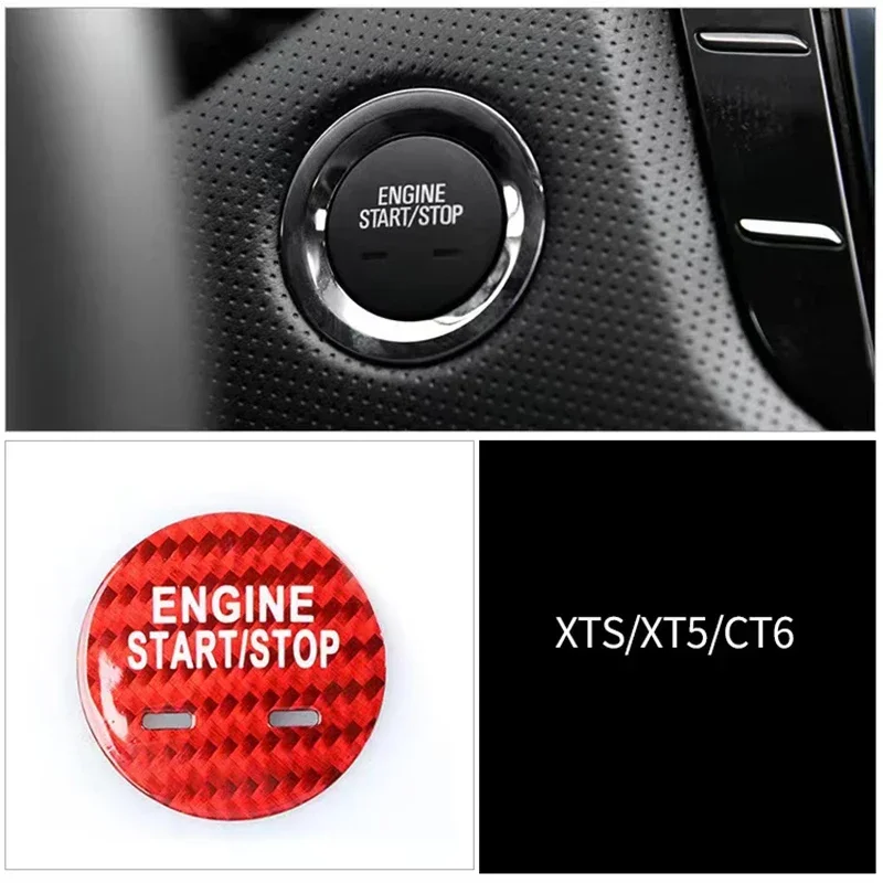 Carbon Fiber One-Click Start Up Engine Button Decoration Stickers For Cadillac CTS ATS SRX BLS STS CT4 CT5 CT6 EXT XTS XT4 XT5