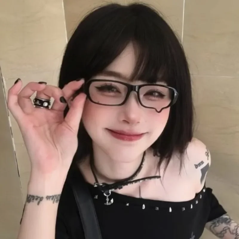 Anime Y2K Cosplay Glasses Without Lenses Unisex Teardrop Eyeglass Spectacles Eyewear Fashion Costume Accessories Decoration Gift