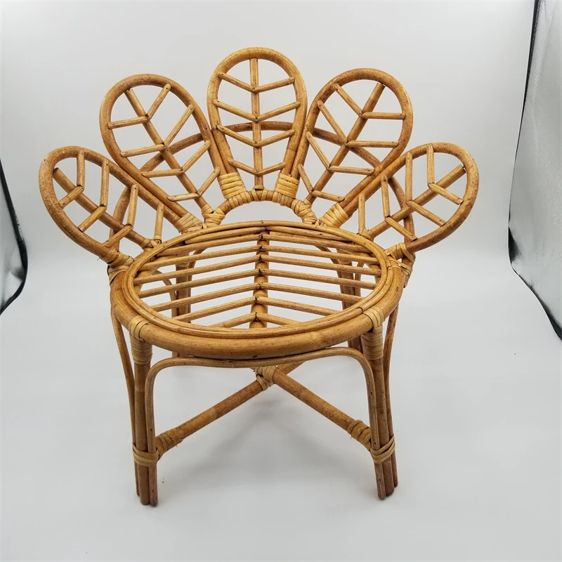 Newborn Photography Props Vintage Rattan Flower Chair Infant Basket Photoshoot Chair Bed Photo Posing Prop Baby Crib Accessories