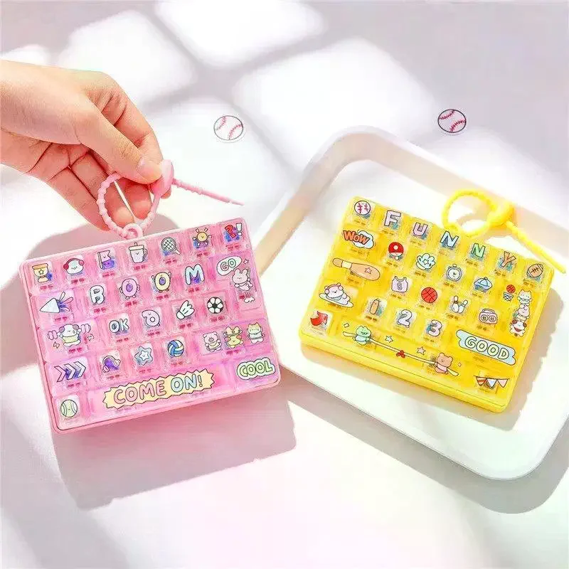 26-Key Fidget Button Keychain, Cute Decompression Toy & Bag Hanging Ornament, Fun Stress Relief Pendant for Children