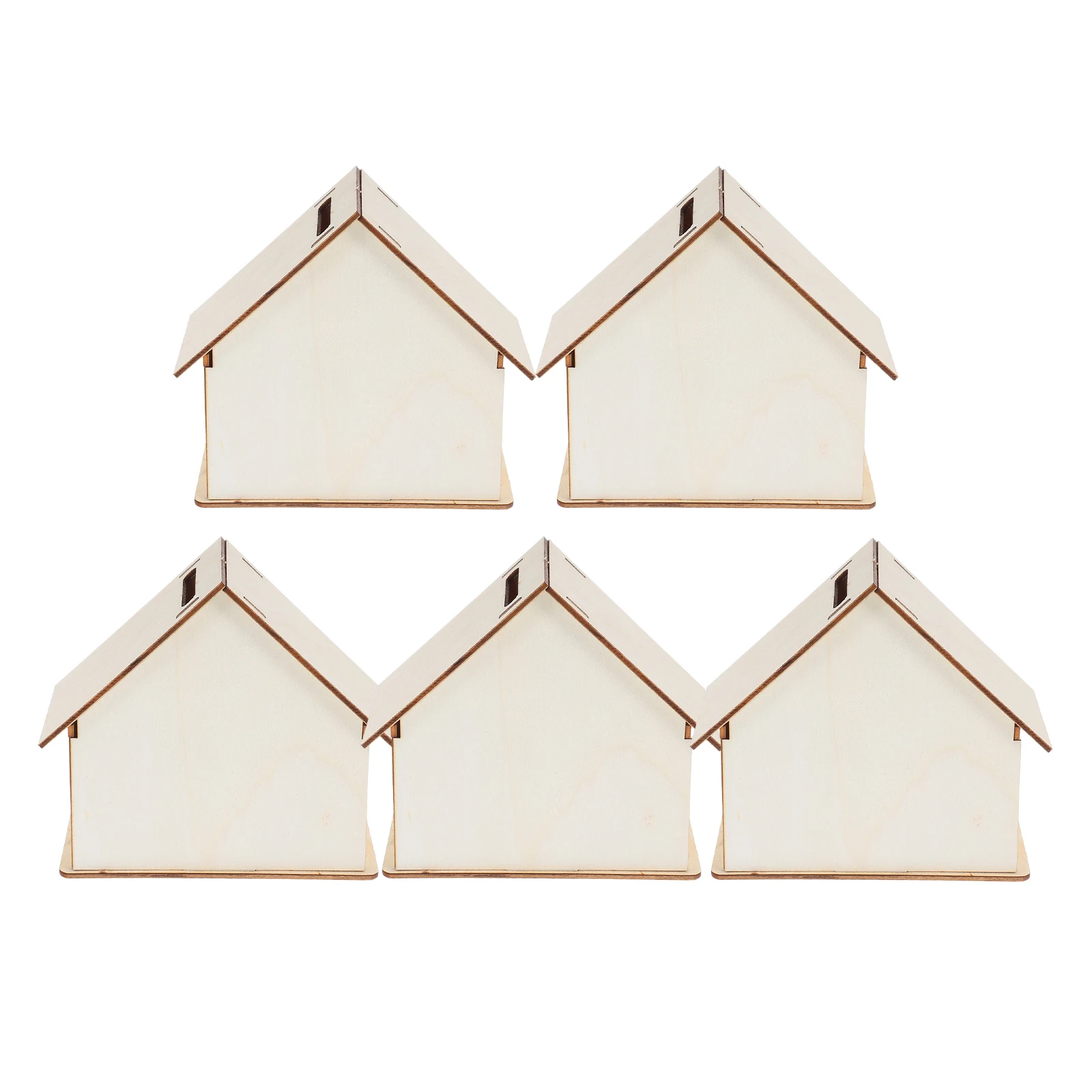 

5pcs Children Doodle Wooden House Coin Banks DIY Unfinished Paintable Saving Boxes Kids Craft Change Containers Piggy Bank