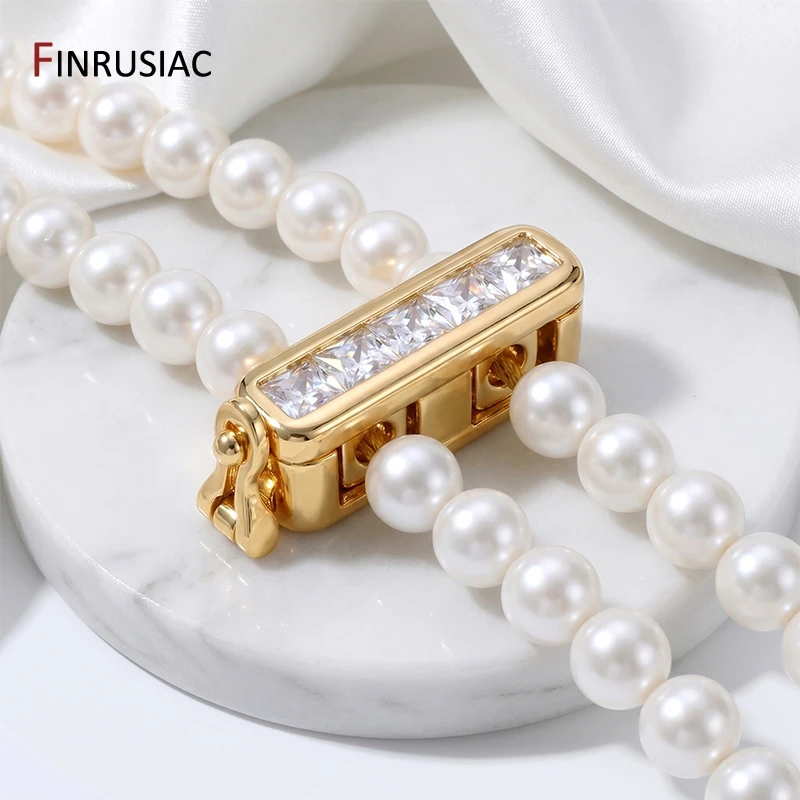 14K Gold Plated Brass Zircon Layered Separator Clasps,Multi-Strand Connectors Rectangle Clasps For Bracelet Necklace Accessories