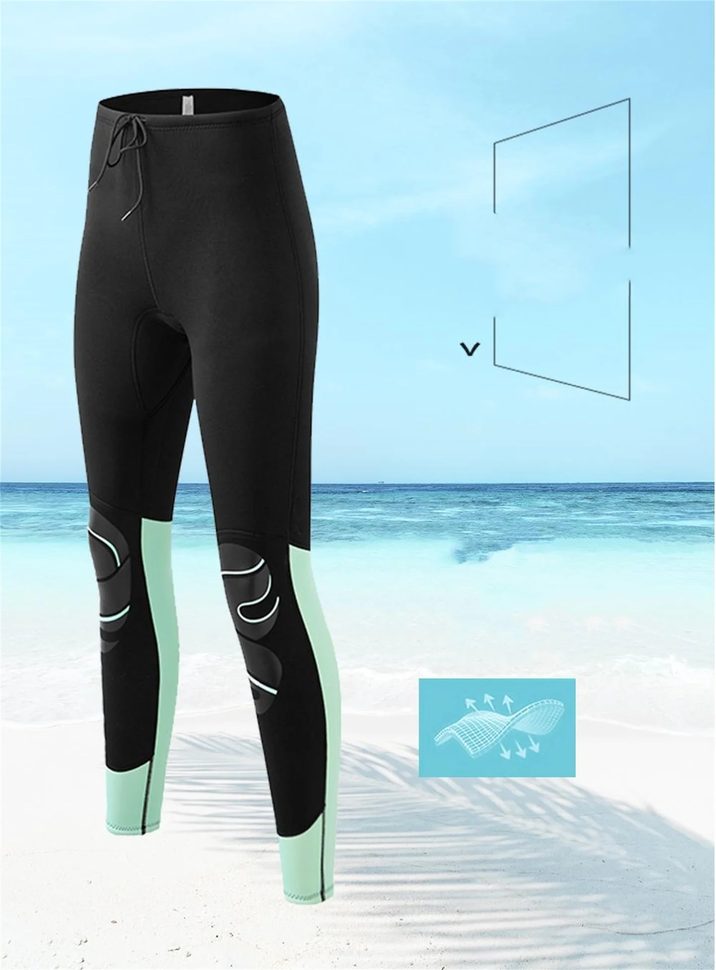 3 mm Neopren-Schlankheits-Neoprenanzug für Damen, Tauchoberteil und Hose, separates 2-teiliges Set, Schnorcheln, Surfen, Winter-Thermo-Badeanzug – Detail 6