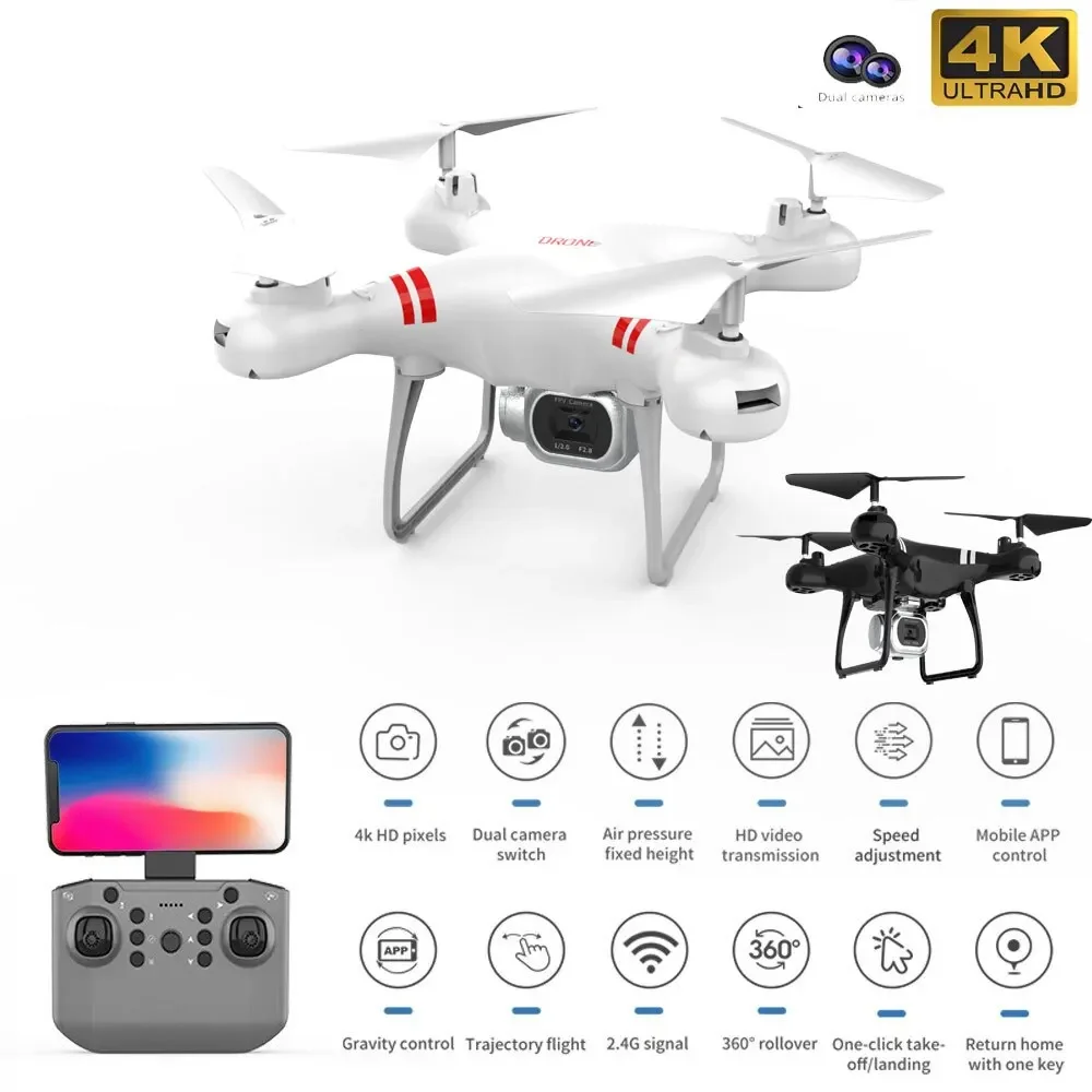 Dron RC podwójny 4K Wifi FPV kamera HD drona KY101 tryb gestów wysokości trzymania długi czas lotu zdalnie sterowany Quadcopter zabawki drony dla