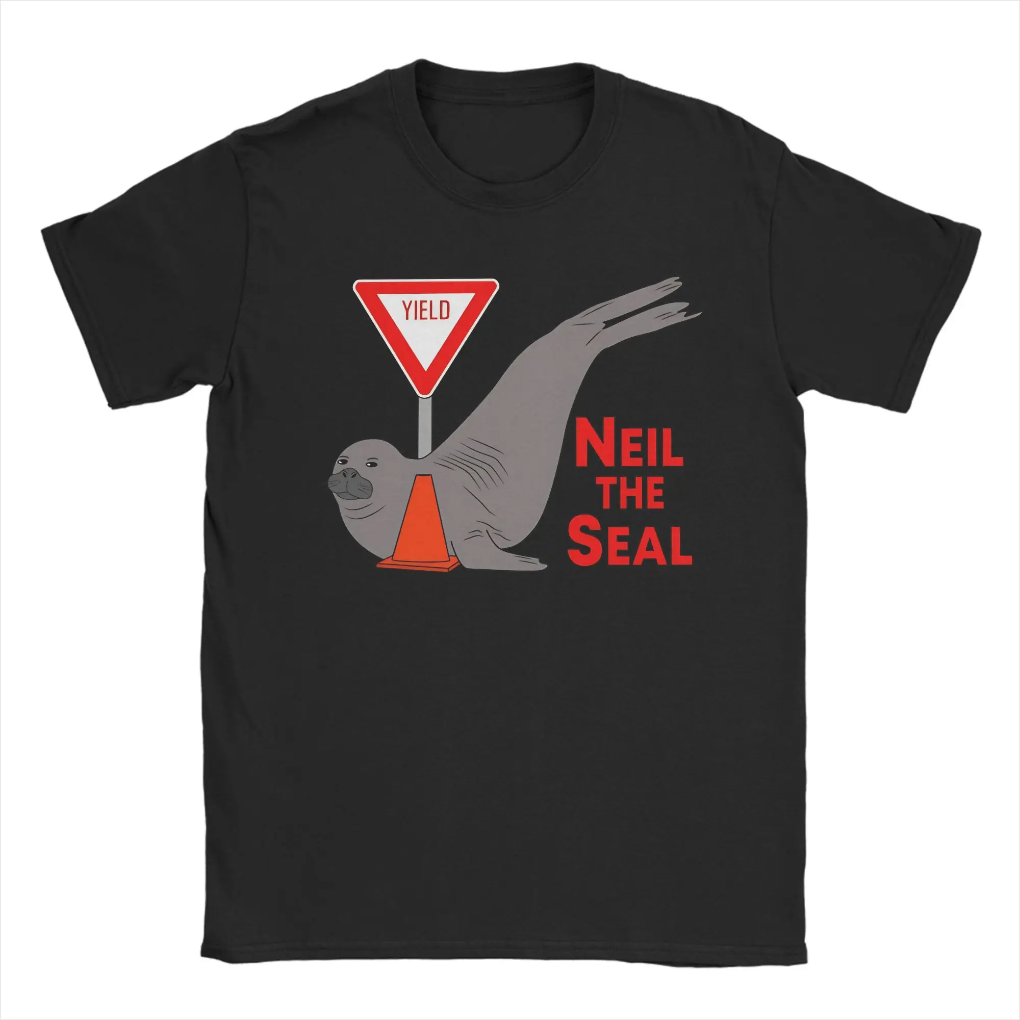 Men's Neil The Seal Yield To Neil T-Shirts Pure Cotton Top Tees Summer Vintage Short-Sleeved T-Shirt Round Neck Tshirt