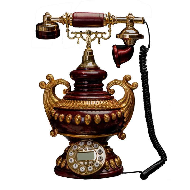 Antique Corded Telephone Retro Vintage Button Dial Desk Telephone Phone for Home Office Decoration