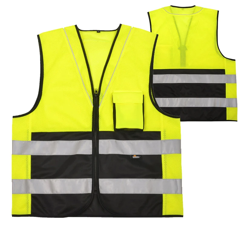 Gilet ad alta visibilità Gilet di sicurezza bicolore Gilet di sicurezza riflettente in rete per uomo Abbigliamento di sicurezza per l'edilizia Abbigliamento da lavoro