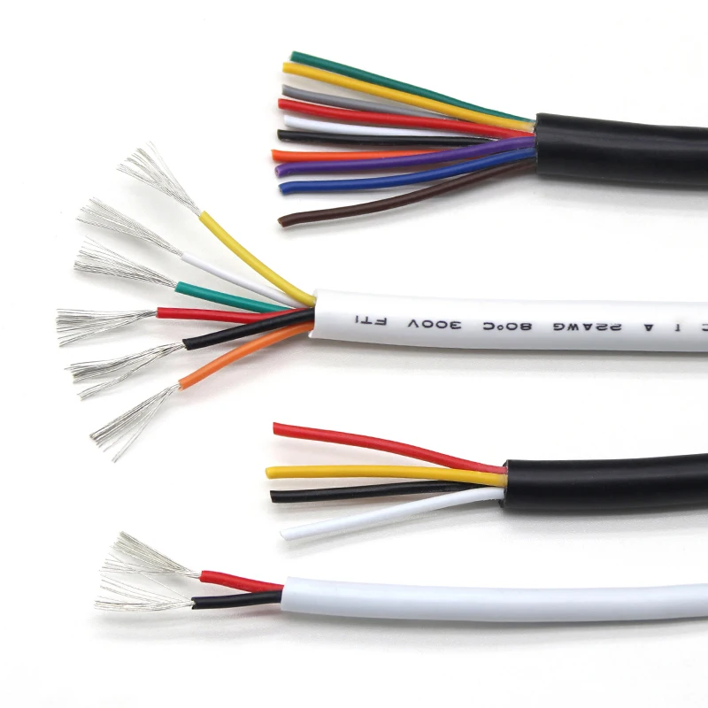 2464 Multi Core PVC Copper Electronic Wire 30/28/26/24/22/18/16/14AWG 2 3 4 5 6 7Core Insulation Signal Control Cable Audio Wire