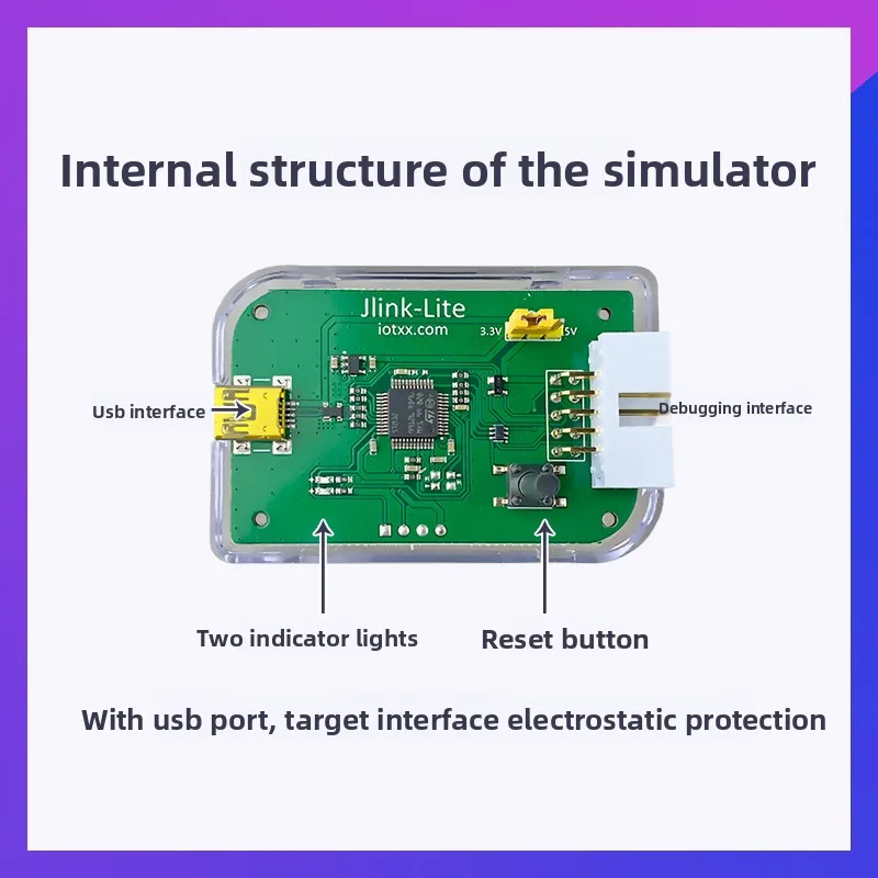 J-Link OB Programmer Debugger with Virtual COM Port – SWD 2-Wire for NRF52832 / NRF52840, Supports Keil & nRF Connect