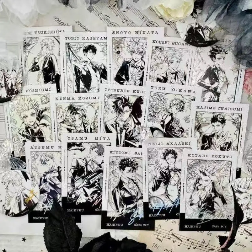15Pcs/Pack Anime Cute Black White Shining Fans Collection Character Card Birthday Gift