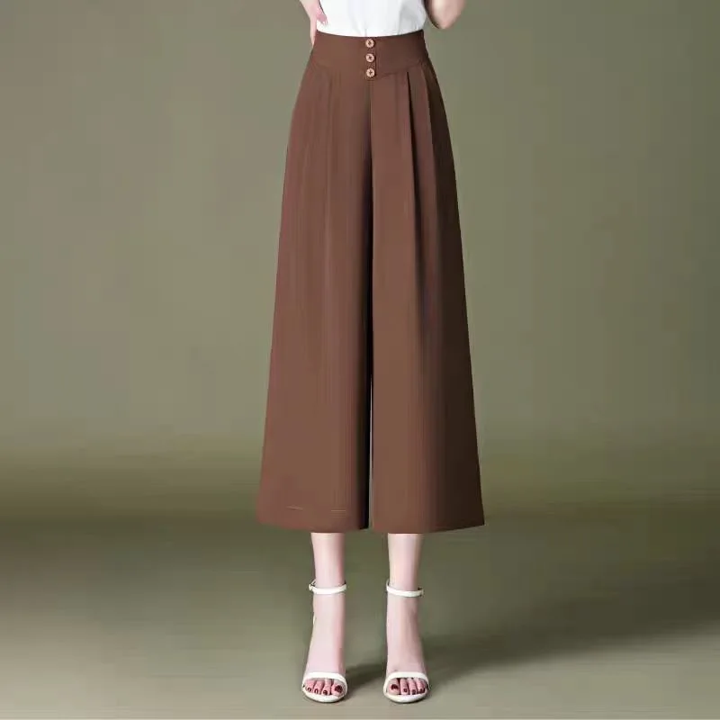 High Waist Drapey Wide Leg Pants for Mom Spring Autumn New Style Loose Casual Pants for Women Middle Aged And Elderly