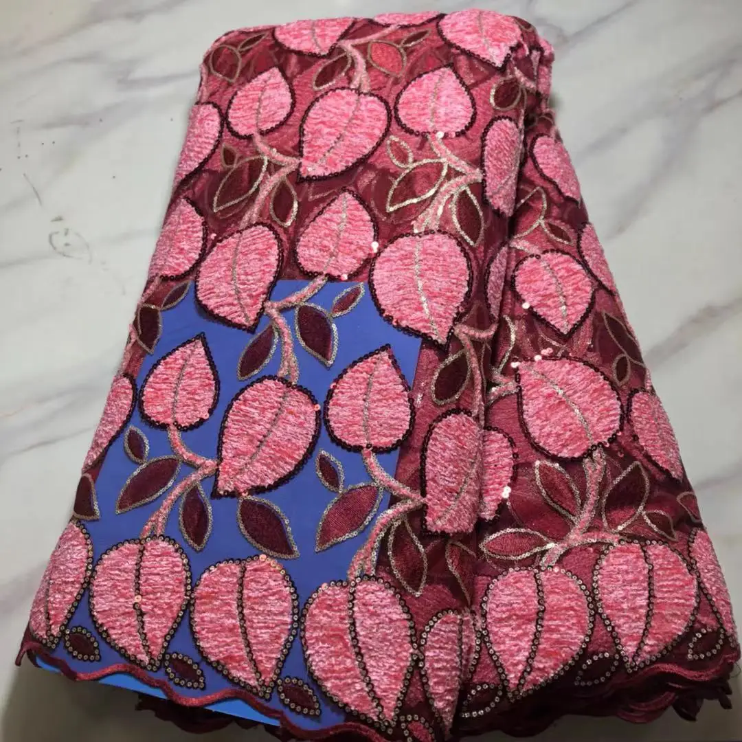 

Pink African Sequin Tulle Lace Fabric Nigerian Mesh Lace Fabric French Lace Fabric With Sequins For Women Wedding Party PPL21156